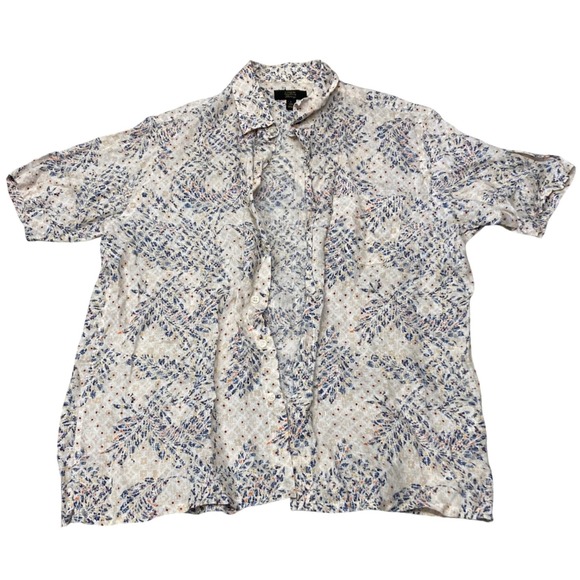 Club Room Other - Club Room Luxury Mens L 100% Linen Short Sleeve Button Down Floral Leaf Shirt